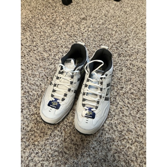 Skechers Memory Foam New Shoes Men's Sz 12 Sport Low Sneakers White Leather Wide